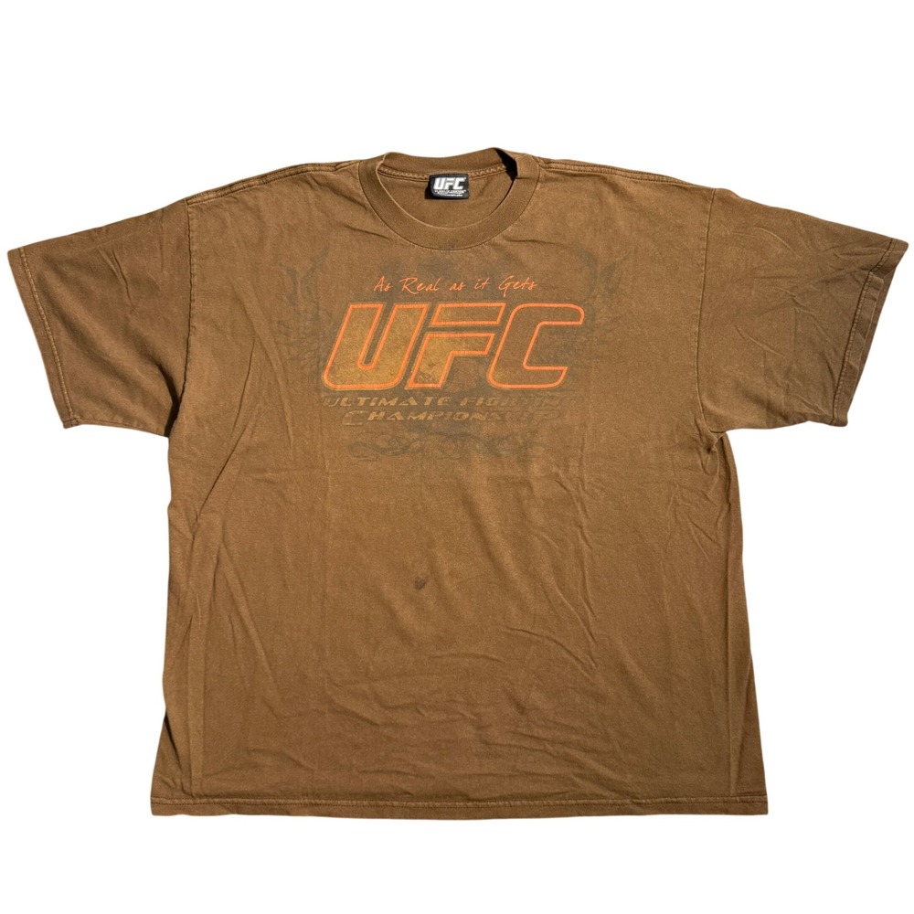 Vintage UFC Ultimate Fighting Championship Graphic T-Shirt Brown Orange MMA XXL